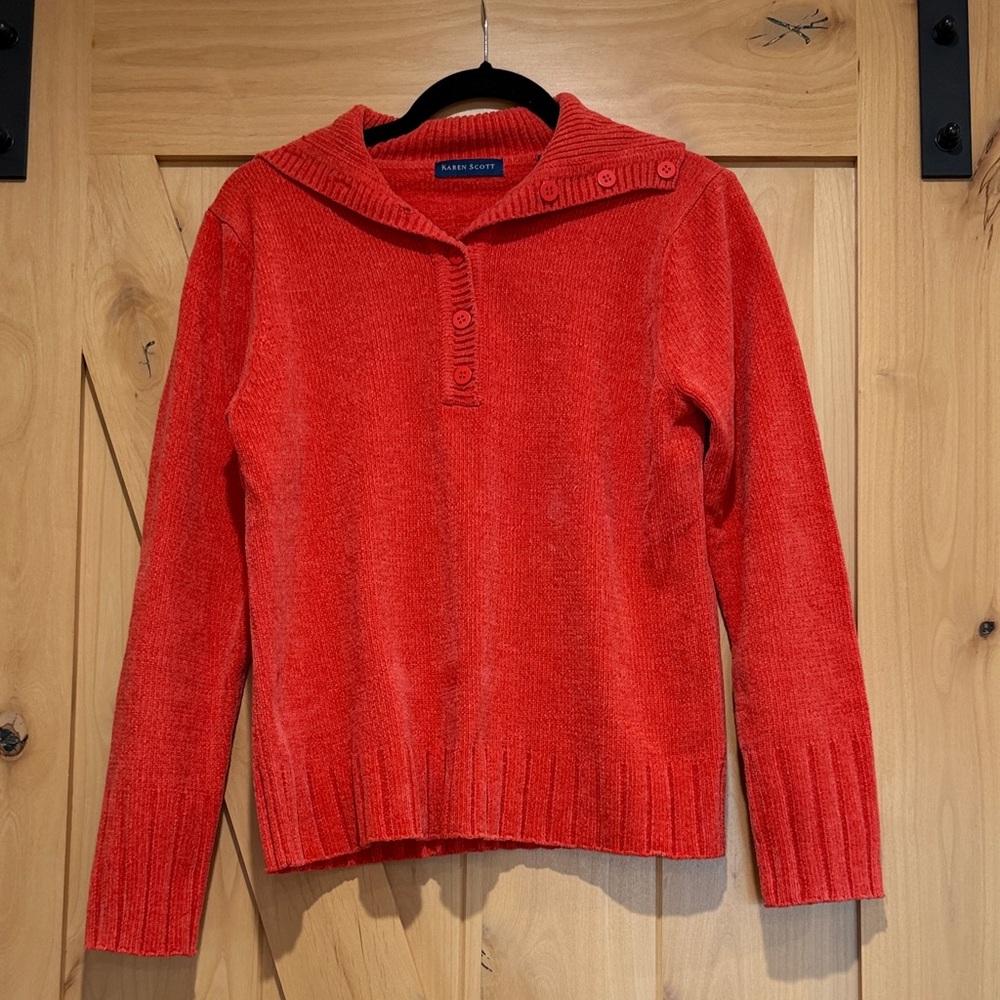 Karen Scott Vibrant Red Cowl Neck Sweater